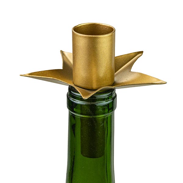 Kerzenhalter für Weinflaschen, BOTTLENECK Stern, gold, Eisenblech