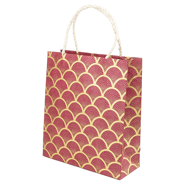 Geschenktüte M JAKOBSMUSCHEL, beere-gold, Loktapapier / CONTIGO Fairtrade Onlineshop