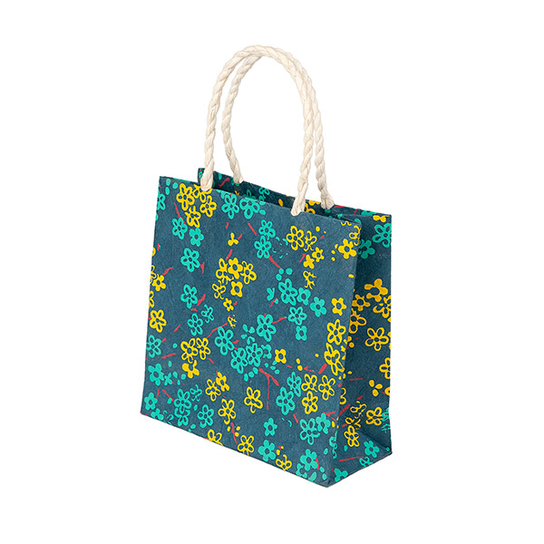 Geschenktüte XS BLÜMCHEN, petrol-gelb-türkis-fuchsia / CONTIGO Fairtrade Onlineshop