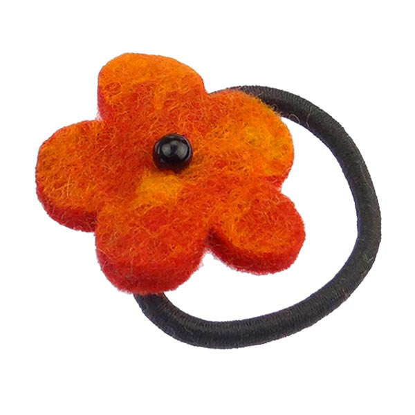 Haargummi BLUME bunt (Stückpreis), Wollfilz