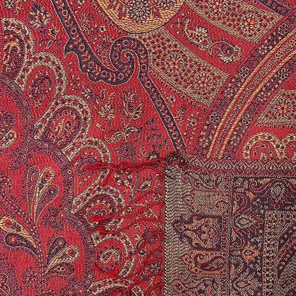 Schal PAISLEY, weinrot-blau, 190x54cm, Seide / CONTIGO Fairtrade Onlineshop