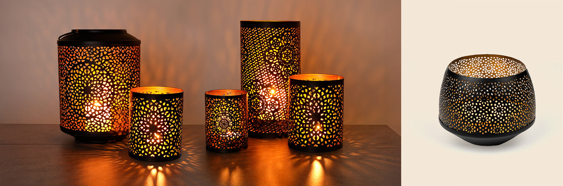 Orientalische Windlichter aus Fairem Handel für gemütliche Herbstdeko von CONTIGO Fairtrade Onlineshop