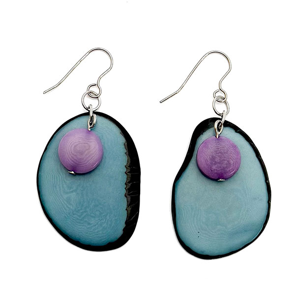 Ohrringe DOUBLE lavendel-violett, Tagua