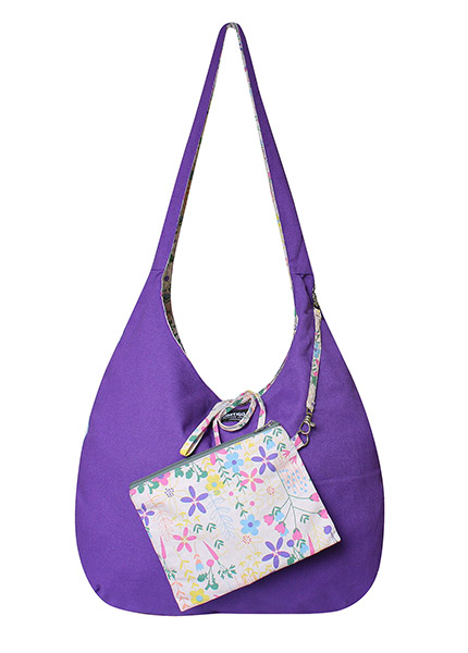 Wendetasche WILDFLOWER, pink-gelb-lila, bedruckte Baumwolle / CONTIGO Fairtrade Onlineshop