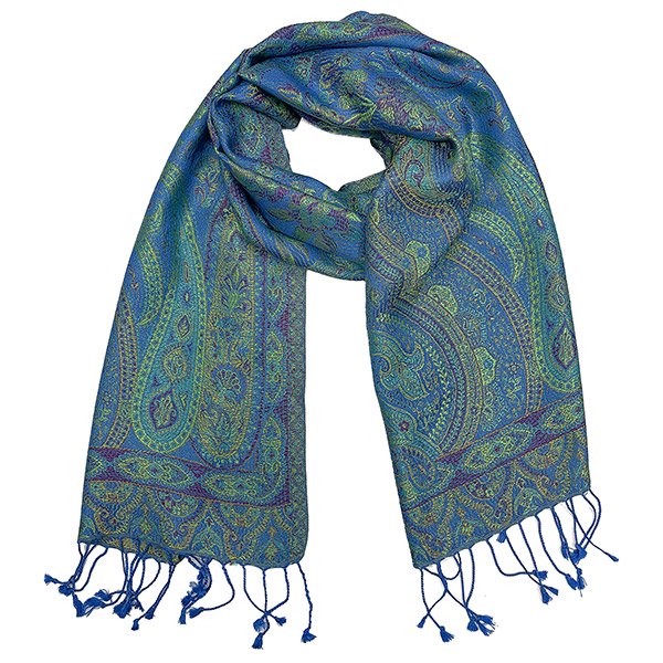 Schal PAISLEY dunkelblau-grün, 165x35cm, 100 % Seide
