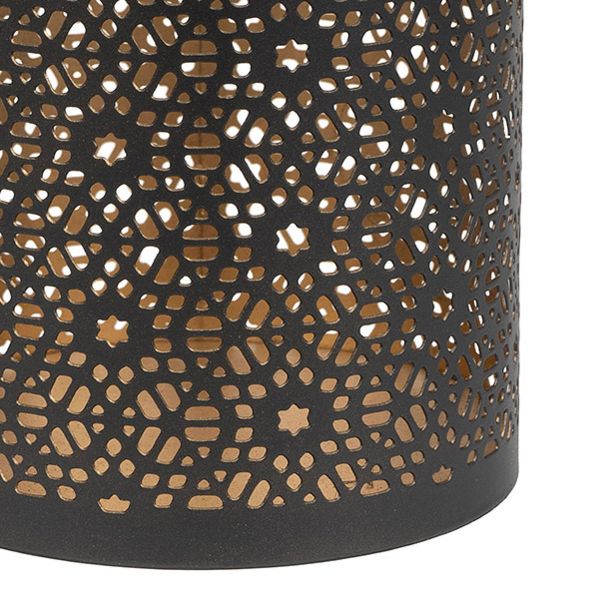 Windlicht 10x13cm COSMIC, schwarz-gold, Eisenblech