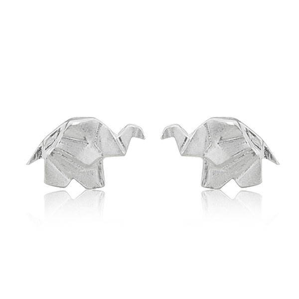 Ohrstecker Origami Elefant klein, Silber