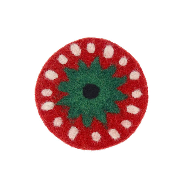 Glasuntersetzer ERDBEERE, Wollfilz / CONTIGO Fairtrade Onlineshop