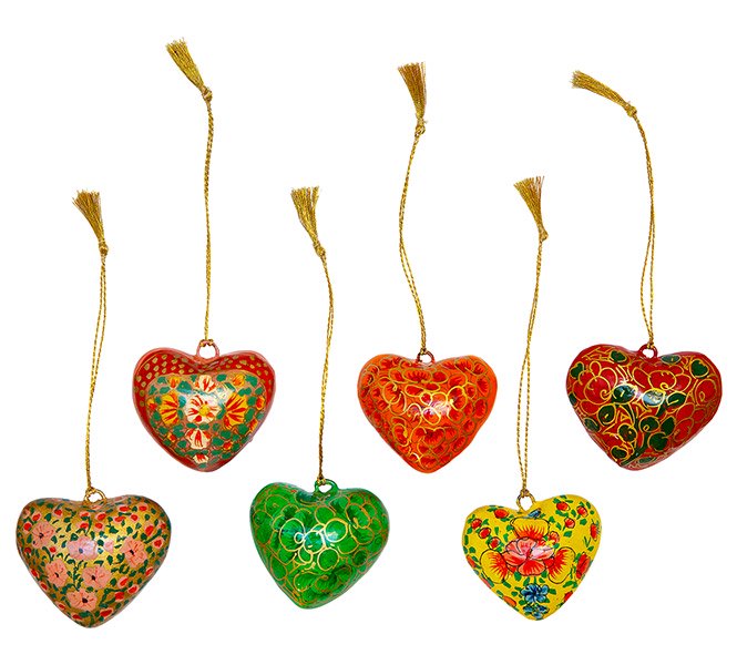 Anhänger HERZ 5cm Kaschmir handbemalt, Pappmaché (Stück)