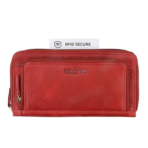 Brieftasche DIVA 19x10cm Vintage rot RFID-secure, Rindsleder / CONTIGO Fairtrade Onlineshop