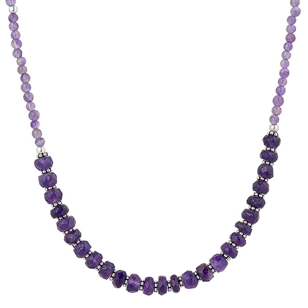 Halskette SPARKLING, Amethyst und Silberperlchen / CONTIGO Fairtrade Onlineshop