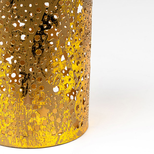 Windlicht 8x10cm SKY, gold-gold, Eisenblech / CONTIGO Fairtrade Onlineshop
