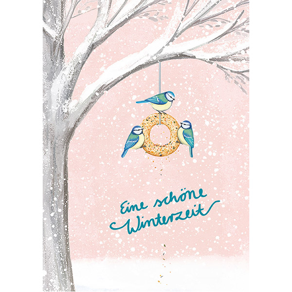 Grußkarte M Blaumeisen im Winter / CONTIGO Fairtrade Onlineshop