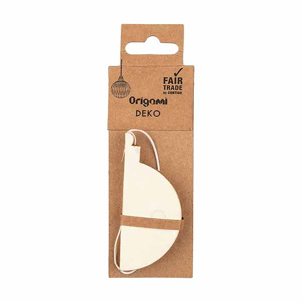 Papierdeko Origami 7,5cm GLOBE weiß, Gloldrand / CONTIGO Fairtrade Onlineshop