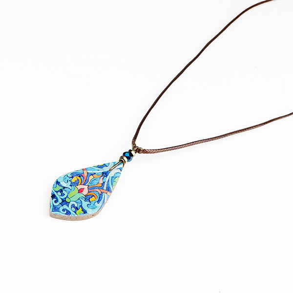 Halskette Rautenform Ocean Drop türkis, Fliese
