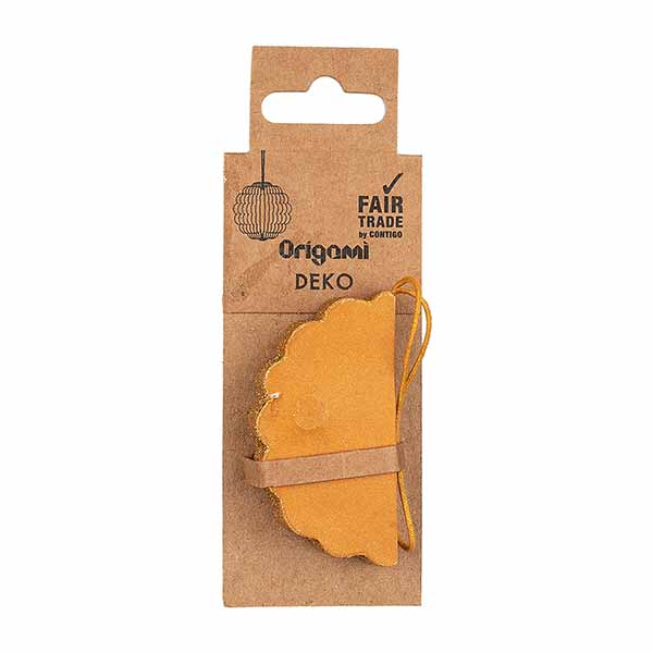 Papierdeko Origami 8cm SPHERE goldgelb, Goldrand / CONTIGO Fairtrade Onlineshop