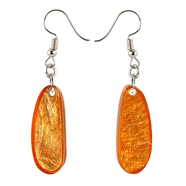 Ohrringe länglich, orange, Capiz / CONTIGO Fairtrade Onlineshop