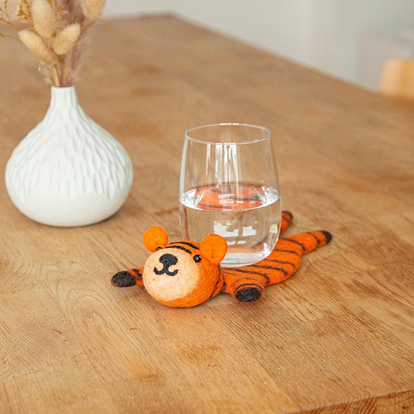 Glasuntersetzer TIGER, Wollfilz / CONTIGO Fairtrade Onlineshop