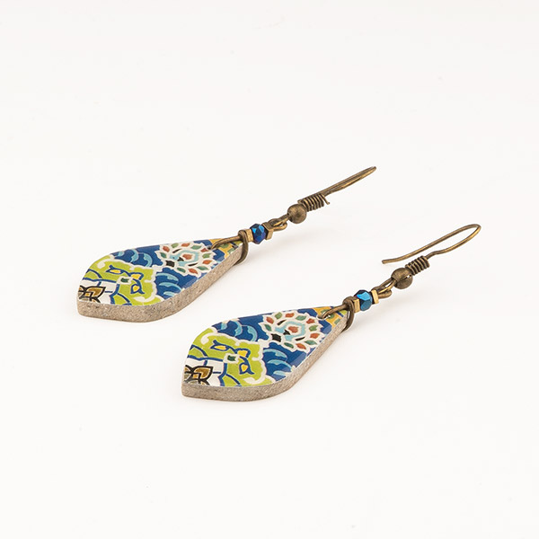 Ohrringe Rautenform grün-blau, Fliese / CONTIGO Fairtrade Onlineshop