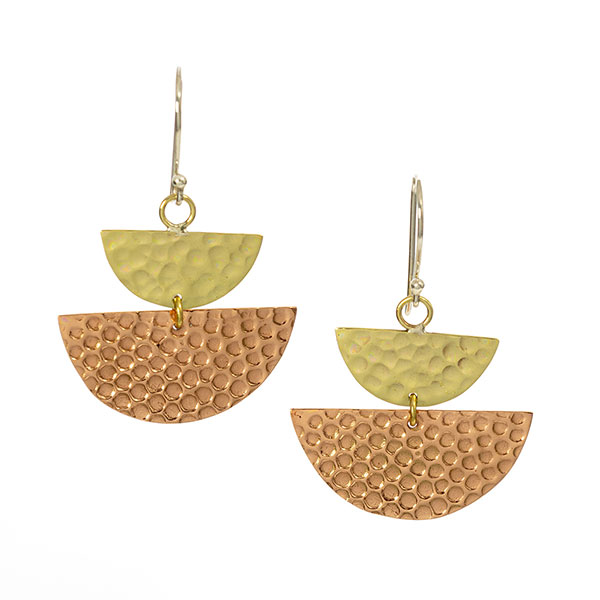 Ohrringe Halbkreise, Kupfer und Bronze