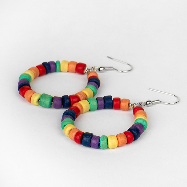 Ohrringe Disc Mini Bits, bunt, Kokosnuss / CONTIGO Fairtrade Onlineshop