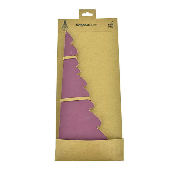 Weihnachtsbaum ORIGAMI 24 cm beere, Goldrand, Papier / CONTIGO Fairtrade Onlineshop