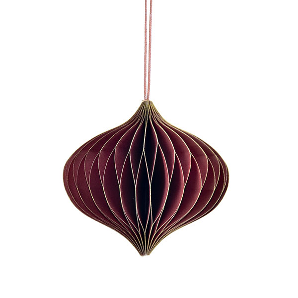 Papierdeko Origami 9cm ONION weinrot, Goldrand / CONTIGO Fairtrade Onlineshop