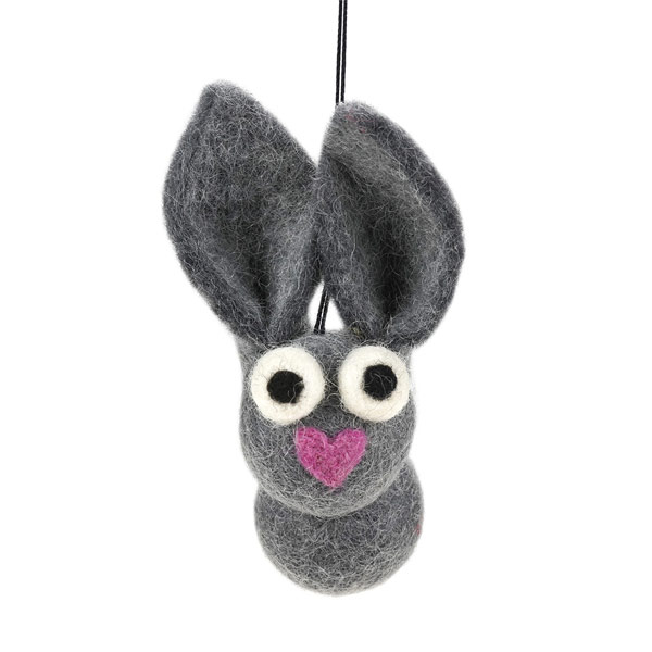 Dekoanhänger HASE grau, Wollfilz