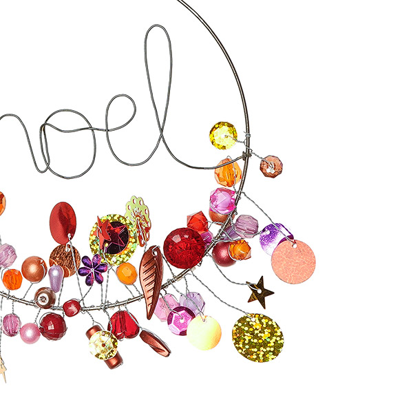 Perlendekoration KRANZ "noel" 13cm, purpur / CONTIGO Fairtrade Onlineshop
