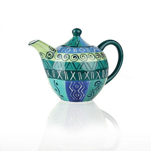 Teekanne klein BLUE&GREEN Keramik, Kapula / CONTIGO Fairtrade Onlineshop