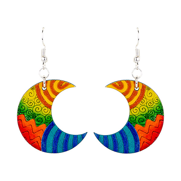 Ohrringe HALBMOND multicolour, Flaschenkürbis / CONTIGO Fairtrade Onlineshop