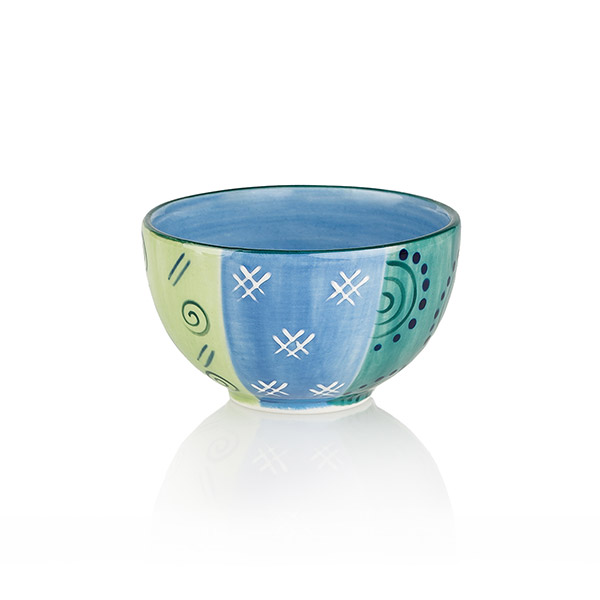 Dessertschale 10cm  BLUE & GREEN, Keramik Kapula / CONTIGO Fairtrade Onlineshop