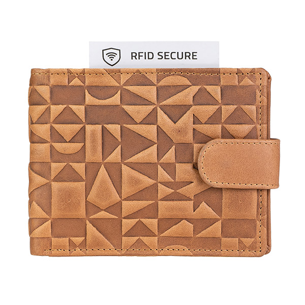Börse SPORTY Graphic 13x10cm RFID braun, Rindsleder / CONTIGO Fairtrade Onlineshop