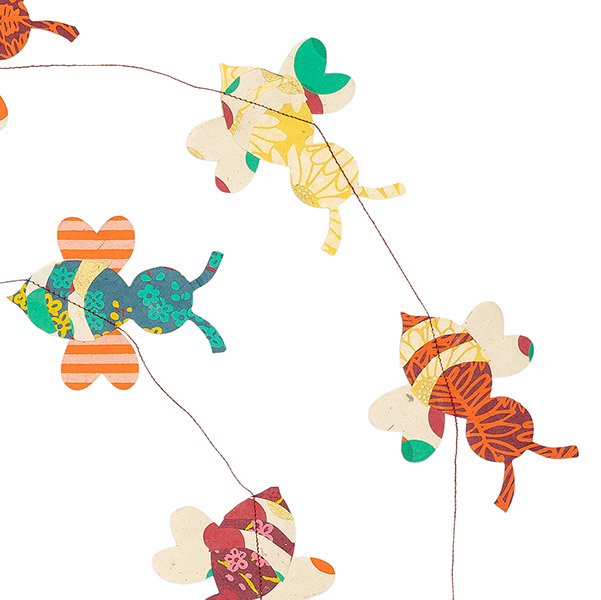 Girlande BIENCHEN bunt, 180 cm, Loktapapier, handgeschöpft / CONTIGO Fairtrade Onlineshop