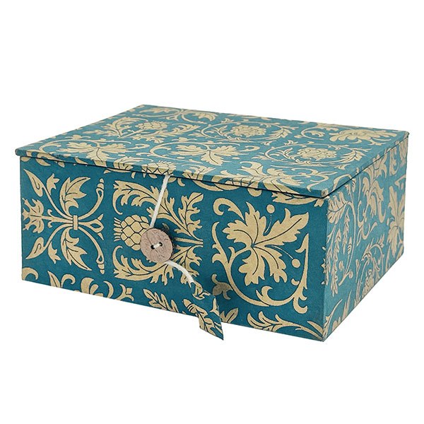 Dekobox, Geschenkbox EDEN petrol-gold, groß, Loktapapier