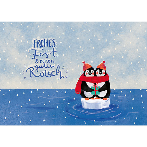 Grußkarte M Weihnachtspinguine