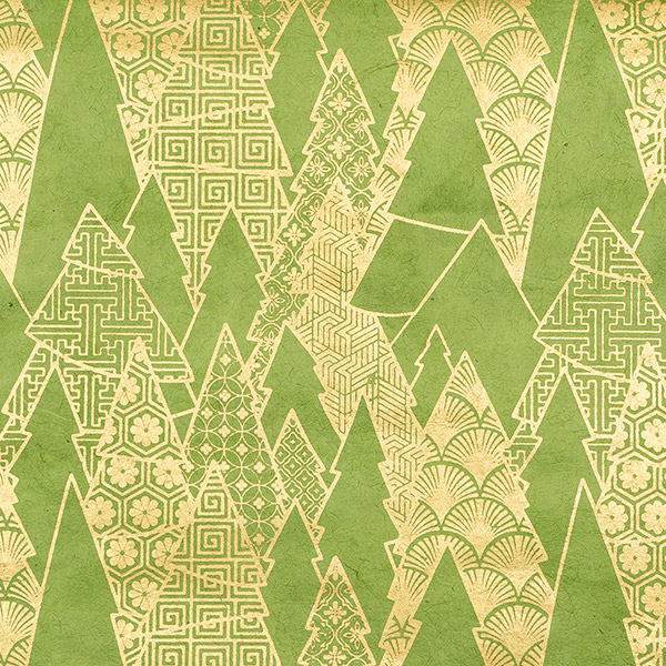 LOKTA Papierbogen, handgemacht, WEIHNACHTSWALD, grün-gold / CONTIGO Fairtrade Onlineshop