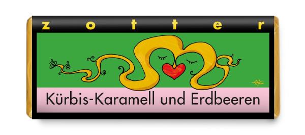 Zotter Kürbis Karamell und Erdbeeren 70g BIO