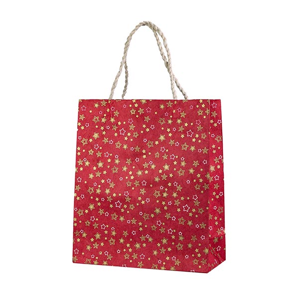 Geschenktüte M STERNENGLANZ rot, Loktapapier