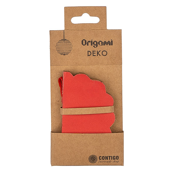 Papierdeko Origami 10 cm SPHERE rot, Goldrand