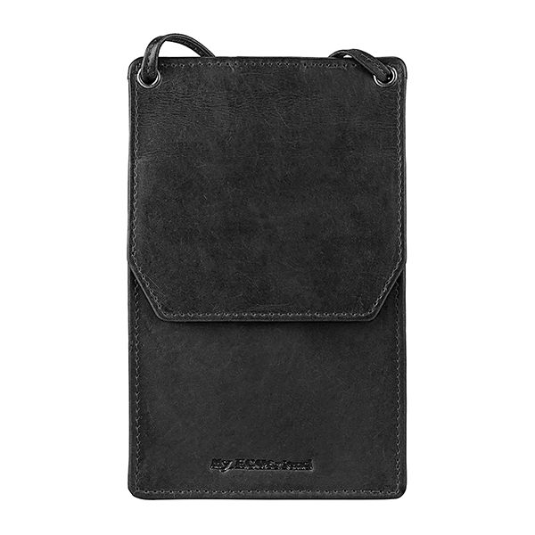 Smartphone Tasche SPORTY schwarz, Ziegenleder