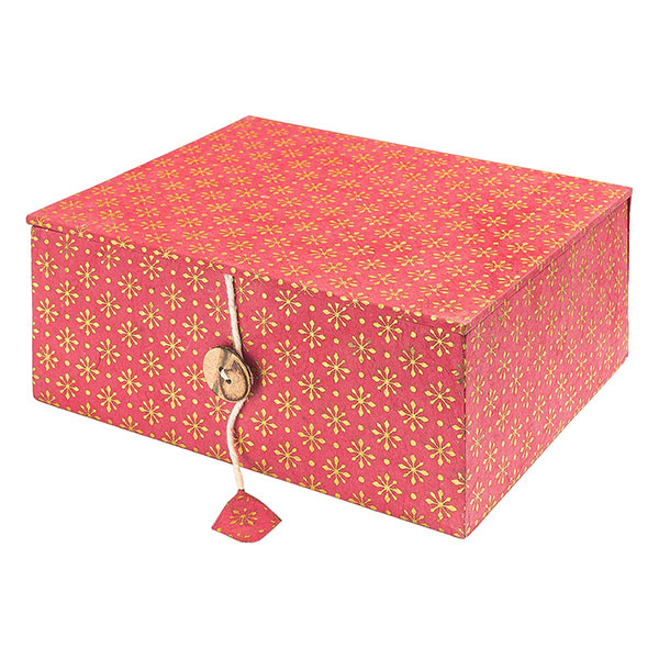 Dekobox, Geschenkbox MOSAIK rot-gold, groß, Loktapapier