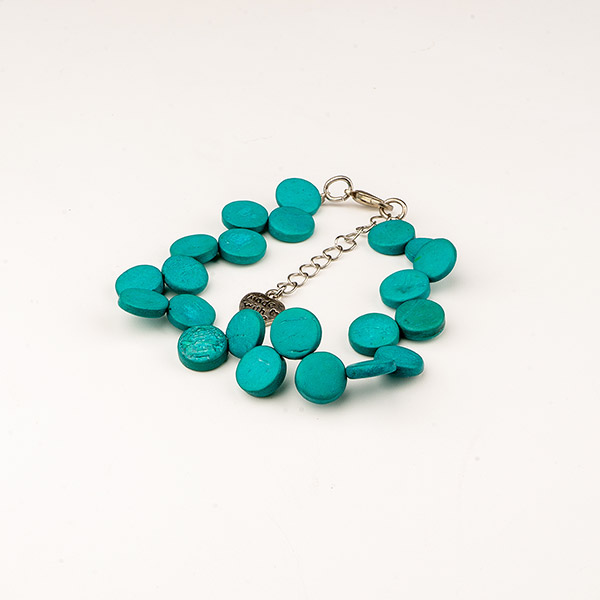 Armband Puntos, seegrün-türkis, Kokosnuss / CONTIGO Fairtrade Onlineshop