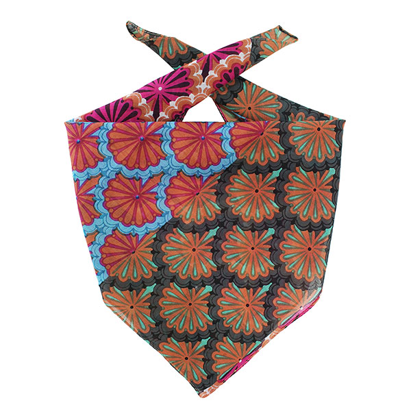 Bandana RETRO FLOWERS, 55 x 55cm, Bio-Baumwolle, handgemacht