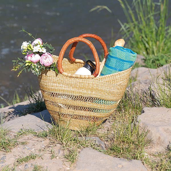 Bolga Korb U-Form 40-48cm CUTOUT natur, Steppengras
