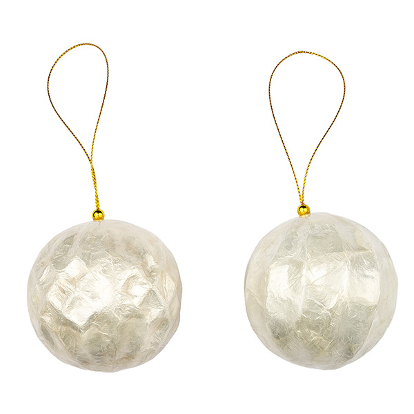 Deko Kugel RELIEF weiß, Capiz, Stückpreis / CONTIGO Fairtrade Onlineshop