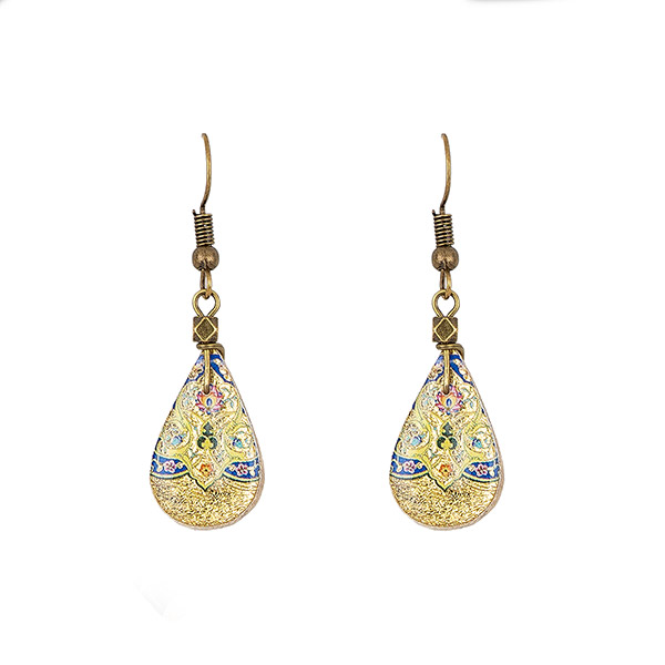 Ohrringe Drop Romance bunt-gold, Fliese