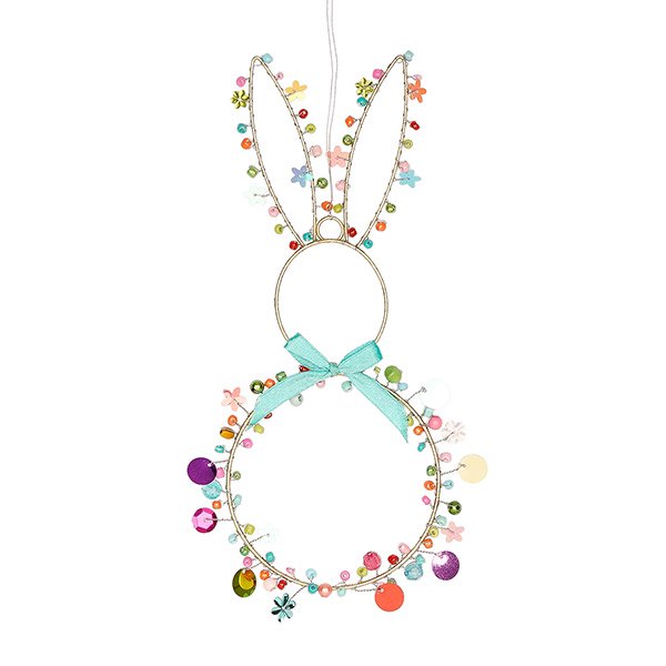 Perlendekoration OSTERHASE 12x20cm, multicolor
