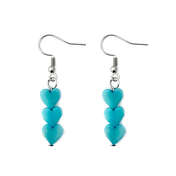 Ohrringe HERZCHEN Trio aqua, Tagua