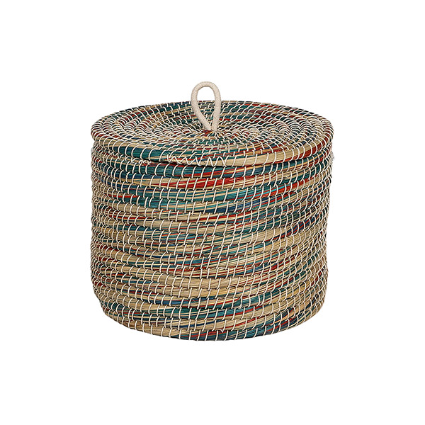Aufbewahrungskorb 35x25cm MELANGE flacher Deckel, Gras, Jute / CONTIGO Fairtrade Onlineshop